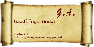 Gabányi Andor névjegykártya